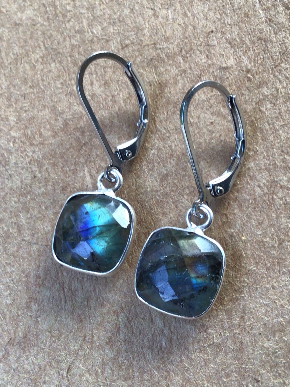 Natural Flashy Labradorite Sundance Charm Sterling Silver Earrings